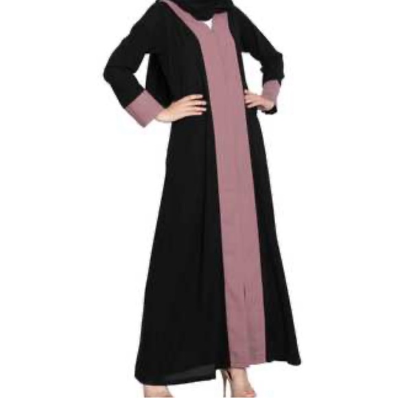 Black and pink Abaya / Robe, Medium size - Picture 3 of 10